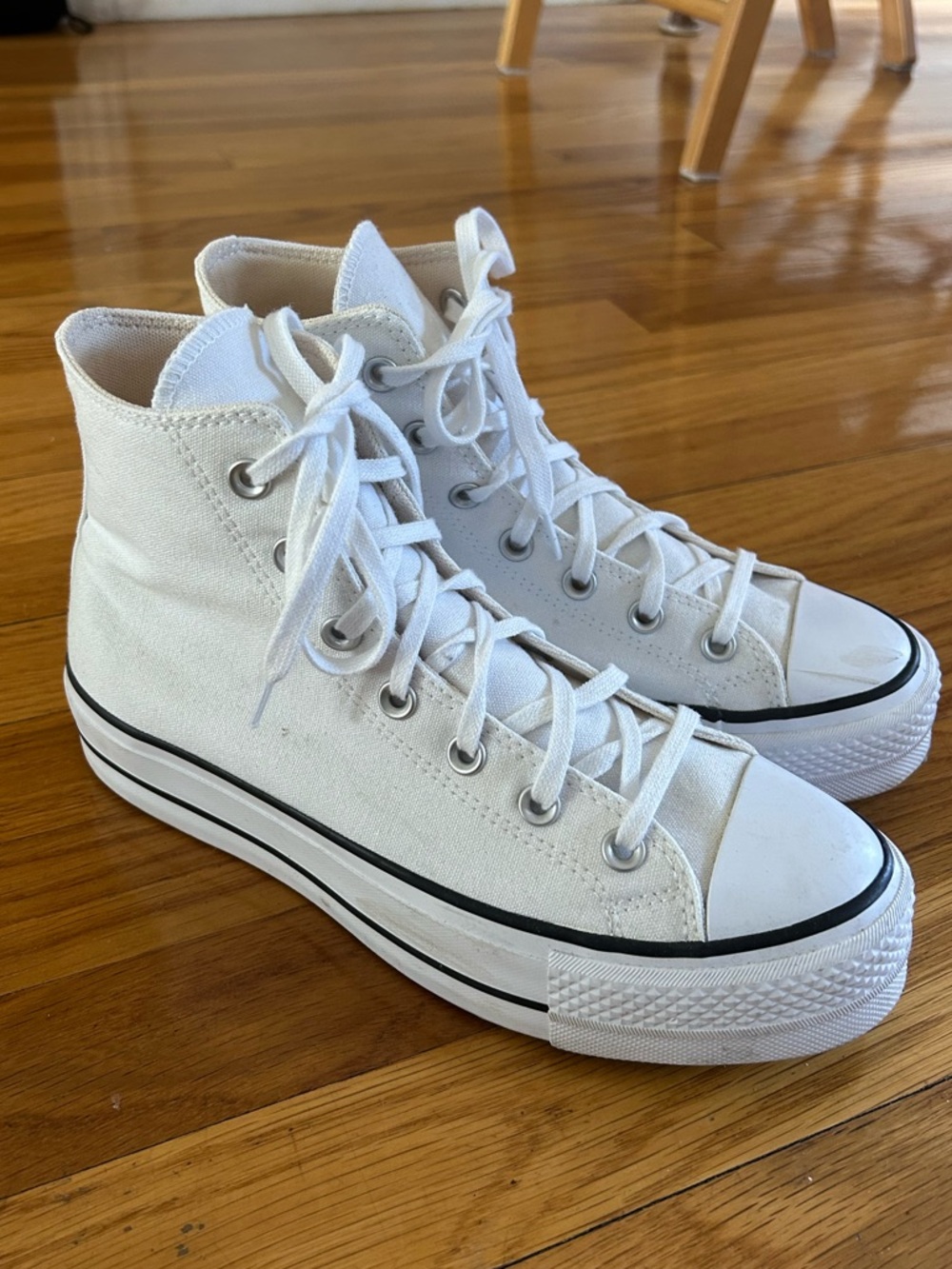 Women's White High-Top Platform Canvas Sneakers